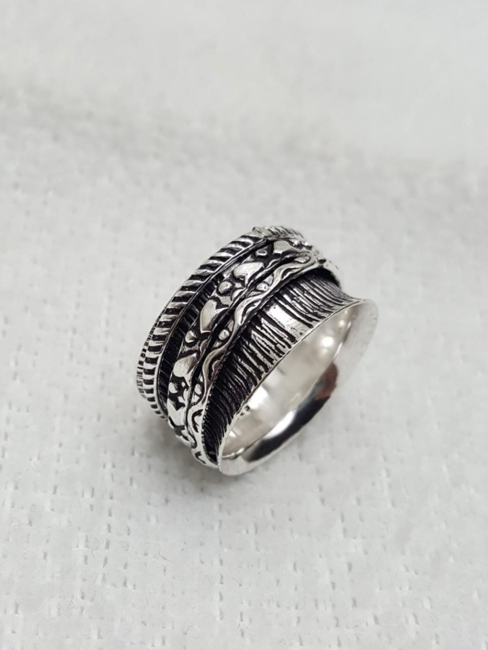 925 Silver Textured Multi-Band Women's Ring - Silver